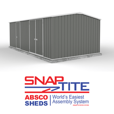 Absco 5.96mW x 3.00mD x 2.06mH Three Door Workshop Shed - Woodland Grey - Shed City